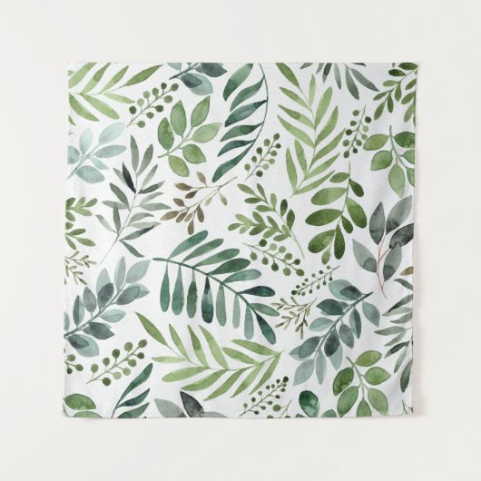 Mooie Waterverf Botanische bladeren  Wandkleed (Voorkant (horizontaal))