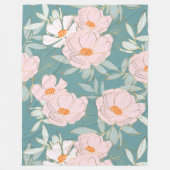Mooie waterverf, botanische blauwe roze hals fleece deken (Voorkant)