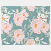 Mooie waterverf, botanische blauwe roze hals fleece deken (Voorkant (Horizontaal))