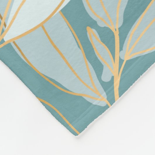 Mooie waterverf, botanische blauwe roze hals fleece deken (Hoek)