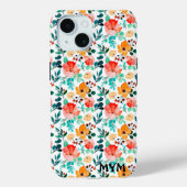 Mooie Waterverf botanische flora + monogram Case-Mate iPhone Case (Achterkant)