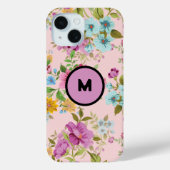 Mooie Waterverf botanische flora + monogram Case-Mate iPhone Case (Achterkant)