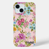 Mooie Waterverf botanische flora + monogram Case-Mate iPhone Case (Achterkant)