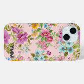 Mooie Waterverf botanische flora + monogram Case-Mate iPhone Case (Achterkant (horizontaal))