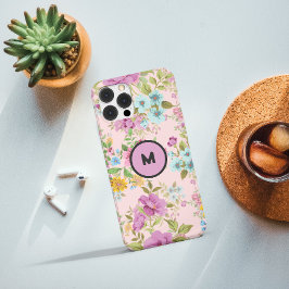 Mooie Waterverf botanische flora + monogram iPhone 15 Case