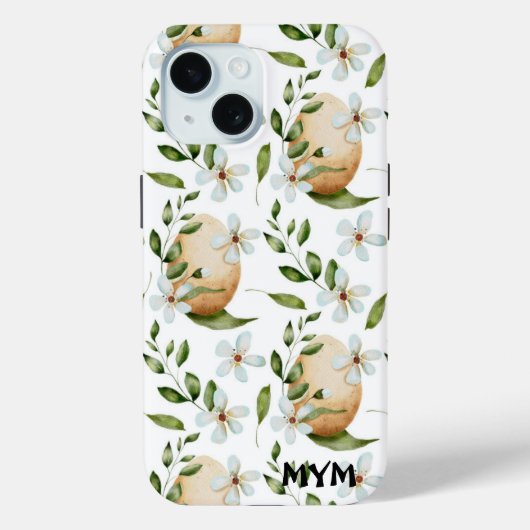 Mooie Waterverf botanische flora + monogram Case-Mate iPhone Case (Achterkant)