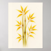 MOOIE WATERVERF BOTANISCHE GOUDEN BAMBOE KUNST POSTER (Voorkant)