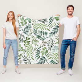 Mooie Waterverf botanische lederen patroon Fleece Deken