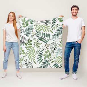 Mooie Waterverf botanische lederen patroon Fleece Deken