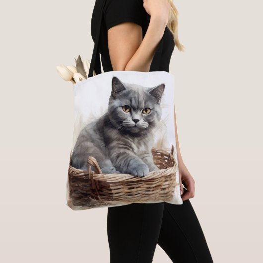 MOOIE WATERVERF BRITSE KORTHAAR KAT TOTE BAG (Dichtbij)