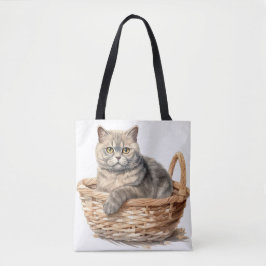 MOOIE WATERVERF BRITSE KORTHAAR KAT TOTE BAG