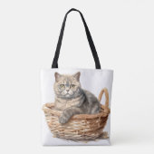 MOOIE WATERVERF BRITSE KORTHAAR KAT TOTE BAG (Achterkant)