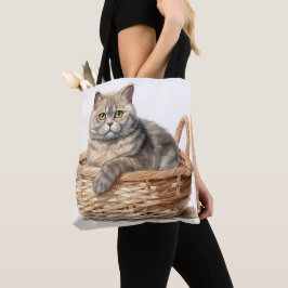 MOOIE WATERVERF BRITSE KORTHAAR KAT TOTE BAG