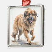 MOOIE WATERVERF BRUINE LEONBERGER HOND METALEN ORNAMENT (Links)
