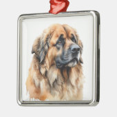 MOOIE WATERVERF BRUINE LEONBERGER HOND METALEN ORNAMENT (Links)