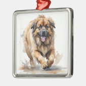 MOOIE WATERVERF BRUINE LEONBERGER HOND METALEN ORNAMENT (Links)