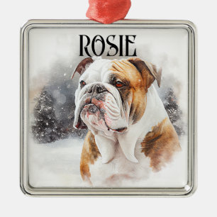 MOOIE WATERVERF BULLDOG GEZICHT METALEN ORNAMENT