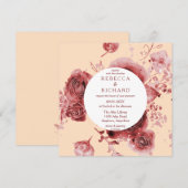 Mooie Waterverf Burgundy florale bruiloft Kaart (Voorkant / Achterkant)