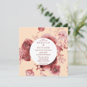 Mooie Waterverf Burgundy florale bruiloft Kaart (Staand voorkant)