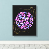 Mooie Waterverf Butterflies met Gold Bling Canvas Afdruk (Insitu (Houten vloer))