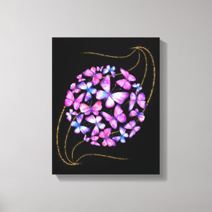 Mooie Waterverf Butterflies met Gold Bling Canvas Afdruk