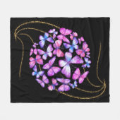 Mooie Waterverf Butterflies met Gold Bling Fleece Deken (Voorkant (Horizontaal))