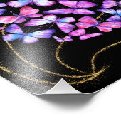 Mooie Waterverf Butterflies met Gold Bling Foto Afdruk (Hoek)