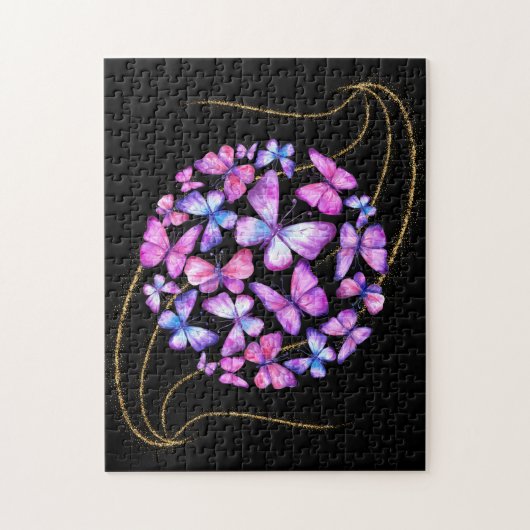 Mooie Waterverf Butterflies met Gold Bling Legpuzzel (Verticaal)
