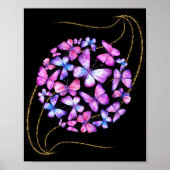 Mooie Waterverf Butterflies met Gold Bling Poster (Voorkant)