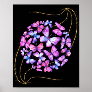 Mooie Waterverf Butterflies met Gold Bling Poster