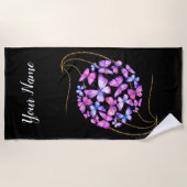 Mooie Waterverf Butterflies met Gold Bling Strandlaken (Voorkant)