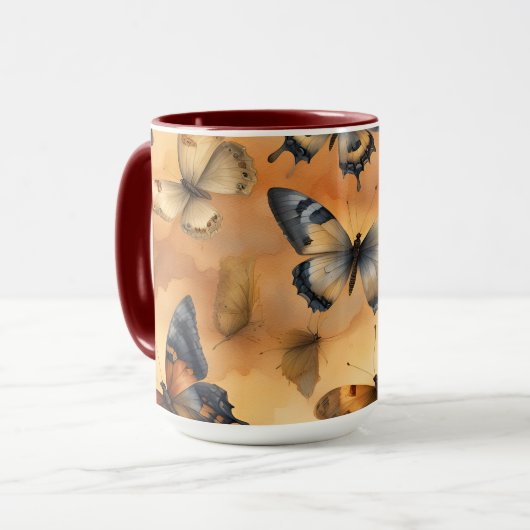 Mooie Waterverf Butterflies Mok (Voorkant links)