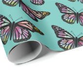 Mooie Waterverf Butterflies Patroon Blauwgroen Cadeaupapier (Rol Hoek)