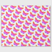 Mooie Waterverf Butterflies Pattern Hot Pink Cadeaupapier (Vlak)