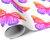 Mooie Waterverf Butterflies Pattern Hot Pink Cadeaupapier (Rol Hoek)
