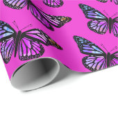 Mooie Waterverf Butterflies Pattern Hot Pink Cadeaupapier (Rol Hoek)
