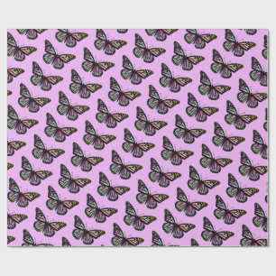 Mooie Waterverf Butterflies Pattern Paars Cadeaupapier