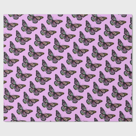 Mooie Waterverf Butterflies Pattern Paars Cadeaupapier (Vlak)