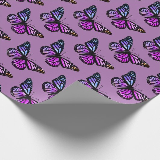 Mooie Waterverf Butterflies Pattern Paars Cadeaupapier (Hoek)