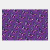 Mooie Waterverf Butterflies Pattern Paars Inpakpapier Vel (Voorkant 3)