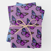 Mooie Waterverf Butterflies Pattern Paars Inpakpapier Vel (In situ)