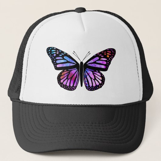 Mooie Waterverf Butterfly Art Paars Trucker Pet (Voorkant)