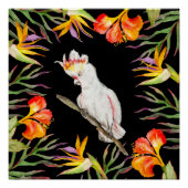 Mooie waterverf cacatau papegaai handtekening perfect poster (Voorkant)