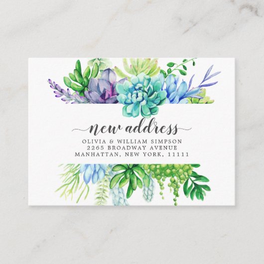 Mooie Waterverf Cactus Verhuisbericht Informatiekaartje (Voorkant)