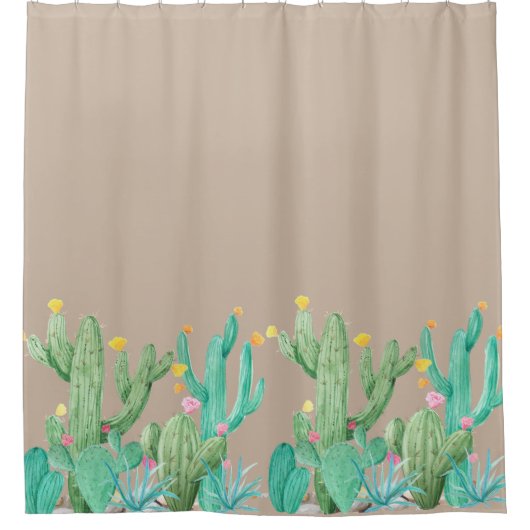 Mooie Waterverf Cactus Zuidwest woestijn Cacti Douchegordijn (Voorkant)