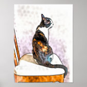 Mooie Waterverf Calico Cat Poster (Voorkant)