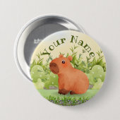 Mooie Waterverf Capybara Aangepaste Naam Ronde Kno Button 7,6 Cm (Voorkant /achterkant)