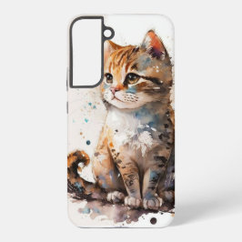 Mooie 'Waterverf Cat Samsung Galaxy Hoesje