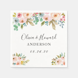 Mooie Waterverf Chic Bloemen bruiloft Servet