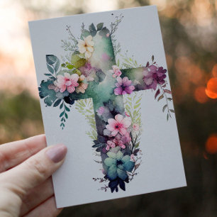 Mooie Waterverf Christelijk kruis Feestdagen Kaart